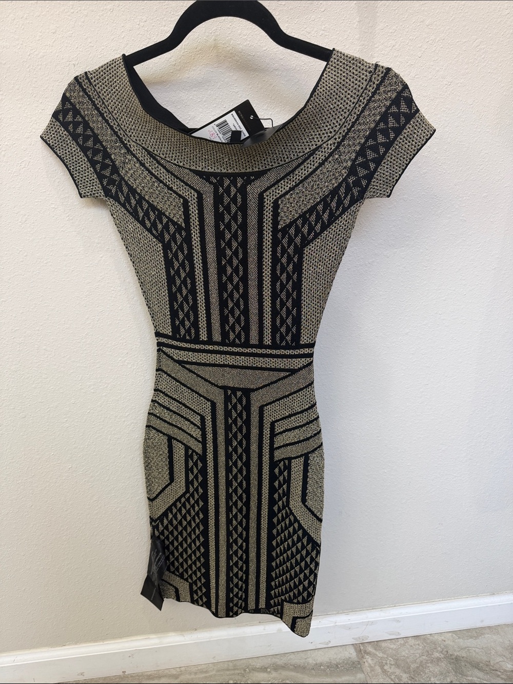 NWT BCBG Bodycon Dress - Black and Gold